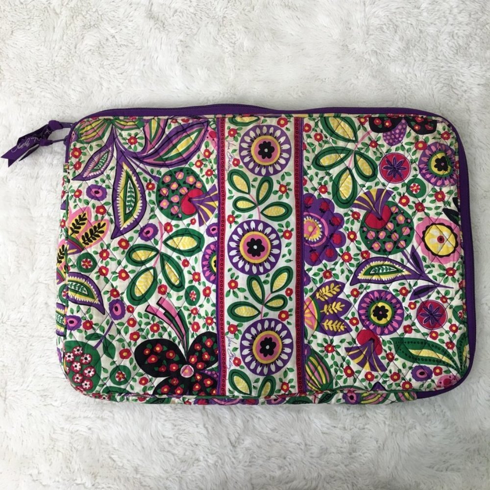 Vera Bradley Floral Multicolor Quilted Fabric Laptop Case Bag 11.5 x 16.5"